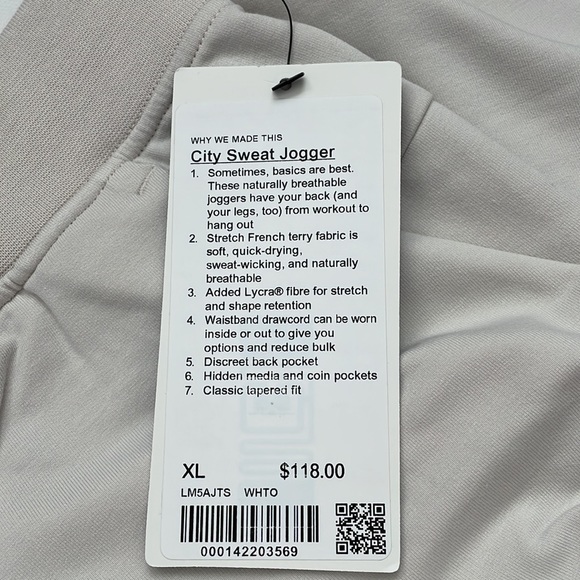 NWT Lululemon City Sweat Jogger White Opal Size XL - Picture 4 of 12
